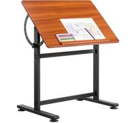 VEVOR Table à Dessin Inclinable 0-90 degrés Bureau Architecte Bois Noir et Marron 600x900x910 mm