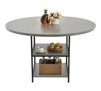 VEVOR Table à Manger Ronde Capacité 136,1kg 2 à 4 Personnes Avec Étagère de Rangement Gris
