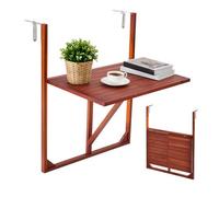 VEVOR Table Balcon Suspendue 65x45 cm 27 kg Table Balustrade Rabattable pour Garde-corps de Terrasse Jardin d'Extérieur, Compatible avec Rails 0-70 mm, Hauteur Utilisation Debout, en Bois d'Acacia