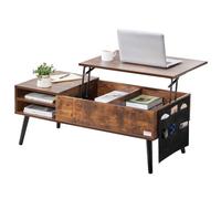VEVOR Table basse avec plateau relevable, 1000 x 498 x 400 mm, table basse de salon rectangulaire avec poches de rangement supplémentaires, capacité de 30 kg, table basse pop-up pour le salon, marron