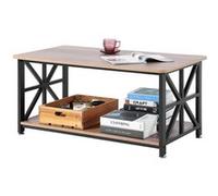 VEVOR Table basse de salon rectangulaire rangement ouvert 1000 mm marron et noir Noir