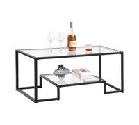 Table Basse en Verre Trempï¿½ ï¿½ 2 Niveaux 100x51cm Capacitï¿½ Niveau Supï¿½rieur 45,3kg