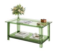 VEVOR Table d'appoint rectangulaire en acrylique 50x80x40 cm, 2 niveaux, étagère de rangement, vert