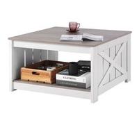 VEVOR Table basse table de salon carrée avec rangement ouvert 800 mm gris blanc Blanc