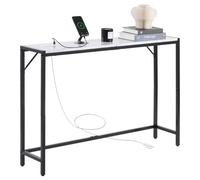 VEVOR Table Console en Marbre, Console d’Entrée Étroite et Longue avec Prise de Courant, Table d'Appoint Fine avec Tubes en Fer, Dispositif Anti-basculement et Support Triangulaire, Salon Couloir