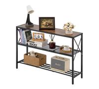 VEVOR Table console étroite pour canapé, 106 x 29,5 x 73,5 cm, table d'entrée longue à 3 niveaux, console meuble avec cadre en métal, pour couloir, salon, bureau et chambre à coucher, marron et noir
