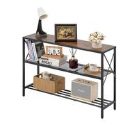 VEVOR Table Console étroite pour canapé, 106 x 29,5 x 73,5 cm, Table d'entrée Longue à 3 Niveaux, Console Meuble avec Cadre en métal, pour Couloir, Salon, Bureau et Chambre à Coucher, Marron et Noir