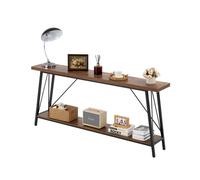 VEVOR Table console étroite pour canapé, 180 x 30 x 80 cm, table d'entrée longue à 2 niveaux, console meuble avec cadre en métal, pour couloir, salon, bureau et chambre à coucher, marron et noir