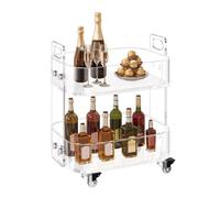VEVOR Table d'appoint à roulettes en acrylique, 30,5 x 41,6 x 48 cm, chariot de service transparent à 2 niveaux, bureau de rangement mobile, table basse moderne, pour salon, chambre à coucher, bar