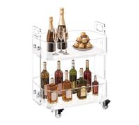 VEVOR Table d'appoint à roulettes en Acrylique, 30,5 x 41,6 x 48 cm, Chariot de Service Transparent à 2 Niveaux, Bureau de Rangement Mobile, Table Basse Moderne, pour Salon, Chambre à Coucher, Bar