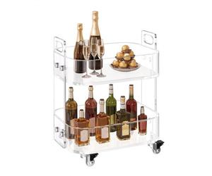 VEVOR Table d'appoint à roulettes en acrylique, 30,5 x 41,6 x 48 cm, chariot de service transparent à 2 niveaux, bureau de rangement mobile, table basse moderne, pour salon, chambre à coucher, bar