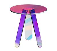 VEVOR Table d'Appoint Ronde 450x480 mm Bout de Canapé en Acrylique Table Basse Charge Maximale 10 kg Table de Chevet Installation Facile pour Affaires à Portée de Mains Salon Chambre Balcon Irisée