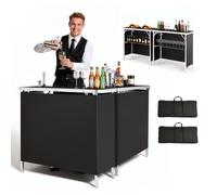 VEVOR Table de Bar Pliable Portable, 2 PCS, 980x385x870 mm, avec Sac de Transport, Étagère de Rangement et Jupe Amovible, Comptoir de Bar Mobile pour Événements, Fêtes, Foires et Salons Professionnels