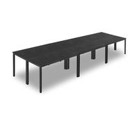 VEVOR Table de conférence, lot de 6, table de réunion rectangulaire de 1400 mm pour 16 personnes, bureau de réunion moderne avec pieds en métal, bureau combiné flexible pour salle de formation, noir