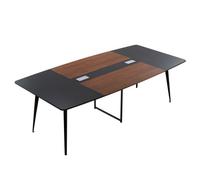 VEVOR Table de conférence rectangulaire de 2400 mm pour 10 Personnes, Table de réunion avec Pieds en métal, Grand Bureau de séminaire Moderne pour Salle de réunion, Salle de Formation, Noir et Marron