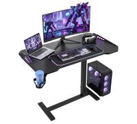 VEVOR Table de Lit 800 x 450 mm à Roulettes Cachées, Hauteur Réglable Noire | Bureau Mobile Gaming avec Éclairage RGB et Porte-Gobelet, pour Ordinateur Portable, Lecture, Lit, Canapé, Maison et Bureau