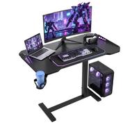 VEVOR Table de Lit 800 x 450 mm à Roulettes Cachées, Hauteur Réglable Noire, Bureau Mobile Gaming avec Éclairage RGB et Porte-Gobelet, pour Ordinateur Portable, Lecture, Lit, Canapé, Maison et Bureau