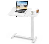 VEVOR Table de Lit à Roulettes Cachées 800x400 mm Hauteur Réglable Blanche | Bureau Mobile avec Plateau Inclinable, Porte-Gobelet, pour Ordinateur Portable, Lecture, Chambre, Canapé, Maison et Bureau