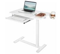 VEVOR Table de Lit à Roulettes Cachées 80x45cm Plateau pour Clavier Blanche, Bureau Mobile Réglable en Hauteur avec Porte-Gobelet, pour Ordinateur Portable, Lecture, Chambre, Canapé, Maison et Bureau