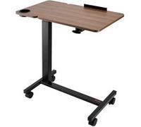VEVOR Table de lit mobile, table d'appoint avec plateau rabattable et 4 roulettes, bureau d'ordinateur portable réglable en hauteur, avec porte-gobelet, pour maison, bureau et études, bois et noir