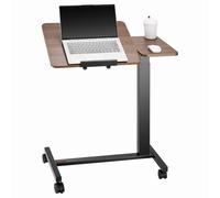 VEVOR Table de lit Mobile, Table d'appoint avec Plateau Rabattable et 4 roulettes, Bureau d'ordinateur Portable réglable en Hauteur, avec Porte-gobelet, pour Maison, Bureau et études, Bois et Noir