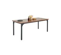 VEVOR Table à manger rectangulaire 180 cm, table de salle à manger en bois pour 6 à 8 personnes, mobilier rustique avec pieds en fer, bureau de conférence, pour cuisine, salon, marron (table seule)