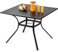 VEVOR Table de terrasse Table de jardin Table de balcon (94 x 94 cm) en acier au carbone table à manger carrée pour extérieur cour terrasse jardin véranda, résistante à l'eau, avec trou pour parasol,