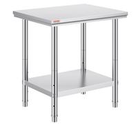 VEVOR Table de Travail Cuisine Inox 60X76X80 cm Plan de Travail Cuisine en 2 Etage Table de Travail en Acier Inoxydable pour Préparation de Cuisine d'Aliment des Repas Hôtels Bureaux Hôpitaux
