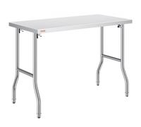 VEVOR Table de Travail Cuisine Pliante Acier Inoxydable 1 Étage Table de Travail Commercial 1220x610mm Table de Travail Haute Professionnel Charge 300 KG Quatre Pieds Réglables, Préparation d'Aliments