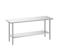 VEVOR Table de Travail Cuisine Professionnelle, Table Centrale INOX 182,9x61 cm, pour Préparation CHR Café Hôtel Restaurant, Poste de Travail en Acier Inoxydable avec Tablette Inférieure Réglable