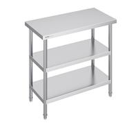 VEVOR Table de Travail en Acier Inoxydable 45,7x91,4x86,4 cm, Table de Préparation des Aliments avec 2 Étagères Inférieures Réglables, Meuble de Rangement pour Cuisine Restaurant Garage Maison