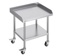 VEVOR Table de Travail en Acier Inoxydable 61 x 71,1 x 75,2 cm, Table de Préparation des Aliments Robuste avec 4 Roulettes, Hauteur Réglable, Meuble de Rangement pour Cuisine Restaurant Maison