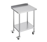 VEVOR Table de Travail en Acier Inoxydable 61 x 76,2 x 100,6 cm, Table de Préparation des Aliments avec roulettes, Hauteur Réglable, Meuble de Rangement des Aliments, pour Restaurant Bar Hôtel Maison