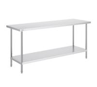 VEVOR Table de Travail en Acier Inoxydable 61x182,9x86,4 cm, Table de Préparation des Aliments Charge 399 kg, 3 Niveaux de Hauteur Réglables, Meuble de Rangement des Aliments, pour Cuisine Restaurant