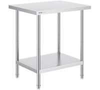 VEVOR Table de Travail en Acier Inoxydable 61x76,2x86,4 cm, Table de Préparation des Aliments Charge 317,5 kg, 3 Niveaux de Hauteur Réglables, Meuble de Rangement des Aliments, pour Cuisine Restaurant