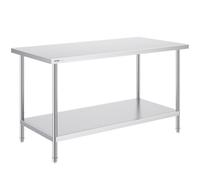 VEVOR Table de Travail en Acier Inoxydable 76,2x152,4x86,4 cm, Table de Préparation des Aliments Charge 413 kg, 3 Niveaux de Hauteur Réglables, Meuble de Rangement pour Cuisine Restaurant Maison