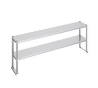 VEVOR Table de Travail en Acier Inoxydable, Étagère à Deux Niveaux 30,5 x 182,9 x 60 cm, Table de Préparation des Aliments à Hauteur Réglable, pour Cuisine, Restaurant et Atelier