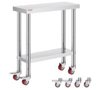 VEVOR Table de Travail en Acier Inoxydable pour Cuisine Commerciale Argenté 762 x 305 mm
