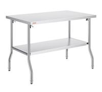 VEVOR Table de travail inox 122 x 76 x 86 cm - Pliante - Étagère - Charge lourde