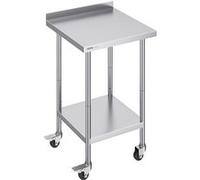 VEVOR Table de travail Inox 61x61x100,6 cm - Étagères réglables, Roulettes, Dosseret