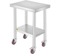VEVOR Table de travail inox 68,5x52,8x86 cm - 100 kg - Roulettes et freins