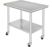 VEVOR Table en inox gastronomique Table de travail avec roulettes Table de cuisine Établi