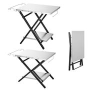 VEVOR Table Pliante Extérieur 75x60 cm, Table de Camping en Inox 2 Niveaux | Station de Cuisine en Plein Air Multifonction pour Pique-nique Barbecue, Charge Maximale jusqu'à 32 kg, Réglable en Hauteur