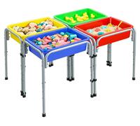 VEVOR, table sensorielle à 4 stations, avec bacs de rangement amovibles et pieds antidérapants, structure en acier au carbone, angles arrondis, pour les enfants de 3 à 6 ans