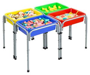 VEVOR, table sensorielle à 4 stations, avec bacs de rangement amovibles et pieds antidérapants, structure en acier au carbone, angles arrondis, pour les enfants de 3 à 6 ans