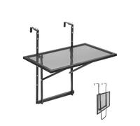 VEVOR Table Suspendue Balcon, 610 x 530 x 590 mm, Table de Bar Pliante Métal pour Balustrades de Balcon Extérieur, avec Plateau 610 x 410 mm, Réglable sur 5 Niveaux, pour Garde-corps de Patio Terrasse