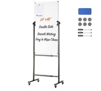 VEVOR Tableau Blanc Magnétique 122 x 61 cm Tableau Blanc Mobile Effaçable à Sec avec Support Tableau Réversible à 360° Double-Face Hauteur Réglable avec 3 Marqueurs 1 Effaceur pour Bureau Maison École
