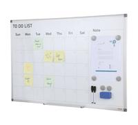 VEVOR Tableau Blanc Magnétique et Planning Mensuel 2-en-1 Calendrier Effaçable à Sec Mural 91,5x61 cm Cadre en Alu avec 2 Marqueurs 1 Effaceur 6 Aimants pour Programmation Travail Bureau Maison École