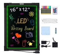 VEVOR Tableau d'écriture de messages LED, 405 x 302 mm, tableau de menu noir effet néon effaçable éclairé avec 8 marqueurs de craie fluorescentes et télécommande pour la maison, la boutique de mariage