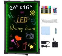 VEVOR Tableau d'écriture de messages LED, 405 x 605 mm, tableau de menu noir effet néon effaçable éclairé avec 8 marqueurs de craie fluorescentes et télécommande, selon les normes UL pour la maison